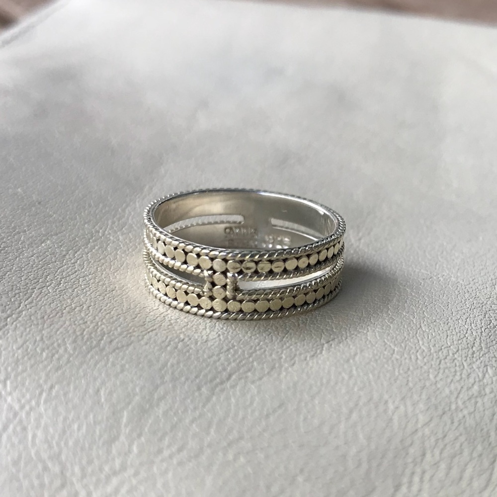 Anna Beck Gold Double Bar Ring, Size 7